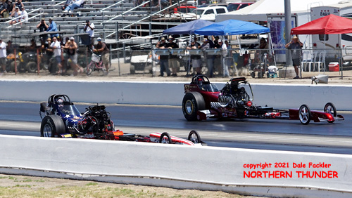 Dan Horan Jr. - AA/FD - #7736 (near lane) vs Frank McBee Jr. - 
AA/FD - #775 (far lane)